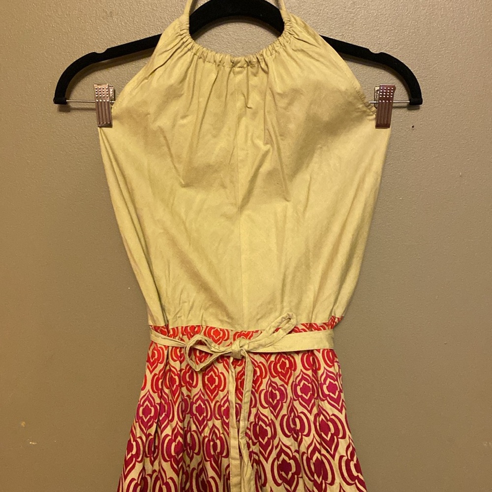 Green and Reds Halter Dress